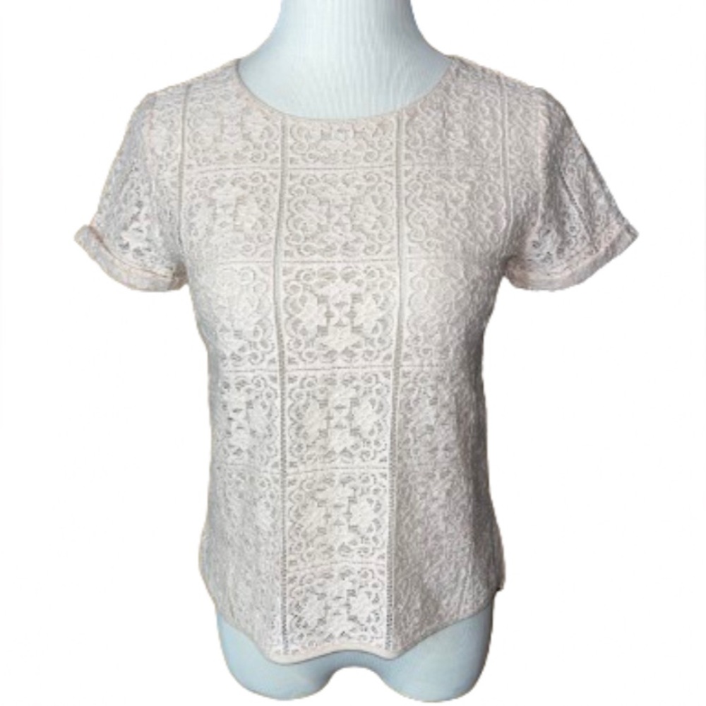 Ann Taylor Women’s Pink Lace Crochet Top Size Small